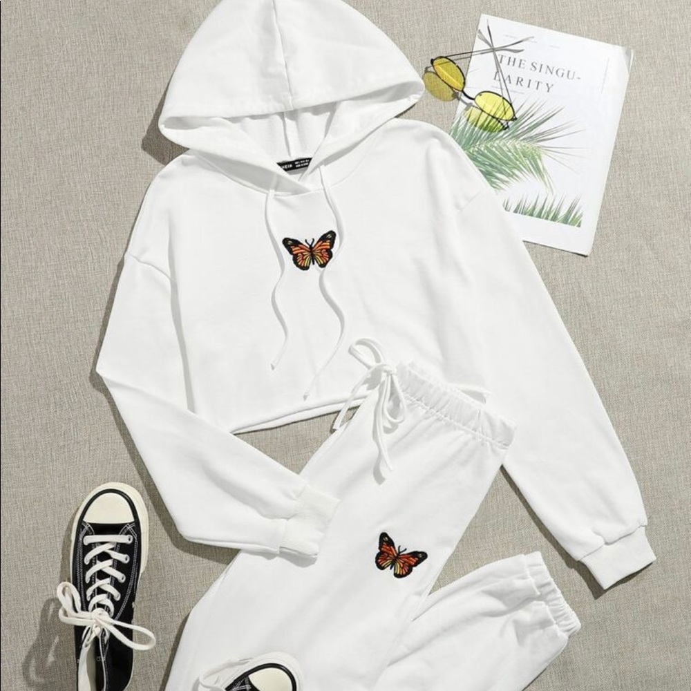 Sweat pants and matching crop top hoodie